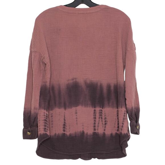 Pure J Jill Top Gauze Y2K Minimalist Lagenlook Lagom Cottage Tie Dye Button PM - Picture 2 of 6